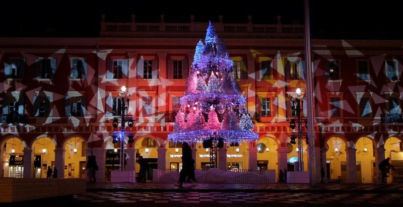 Nizza francia riviéra - Nizza (Nice), karácsonyi fények a főtéren