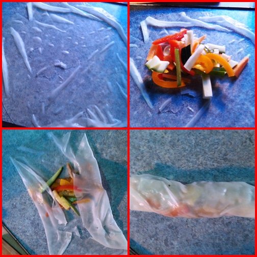 Nyers ételek 7 Nyers ételek - tavaszi tekercs feltekerése fotókkal